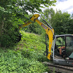 Holzarbeiten mit Minibagger